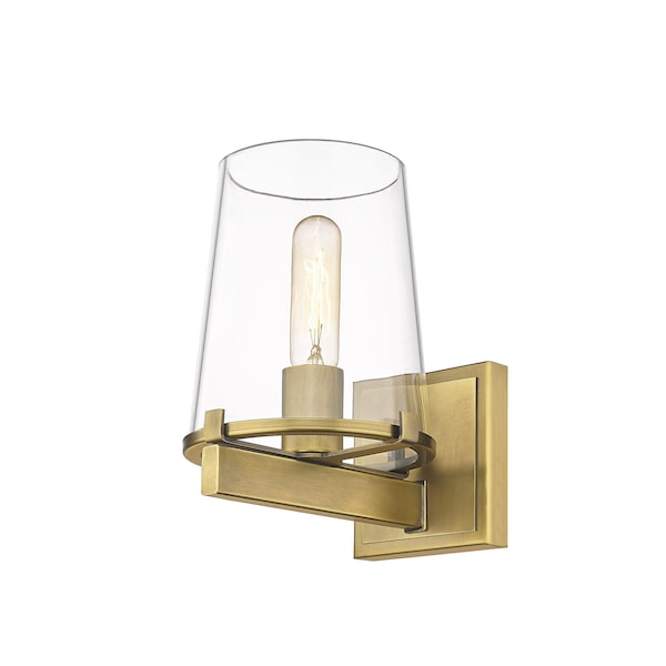 Callista 1 Light Vanity, Rubbed Brass & Clear